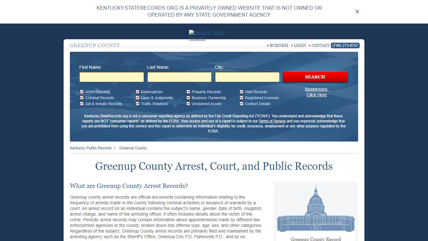 Greenup County Arrest, Court, and Public Records